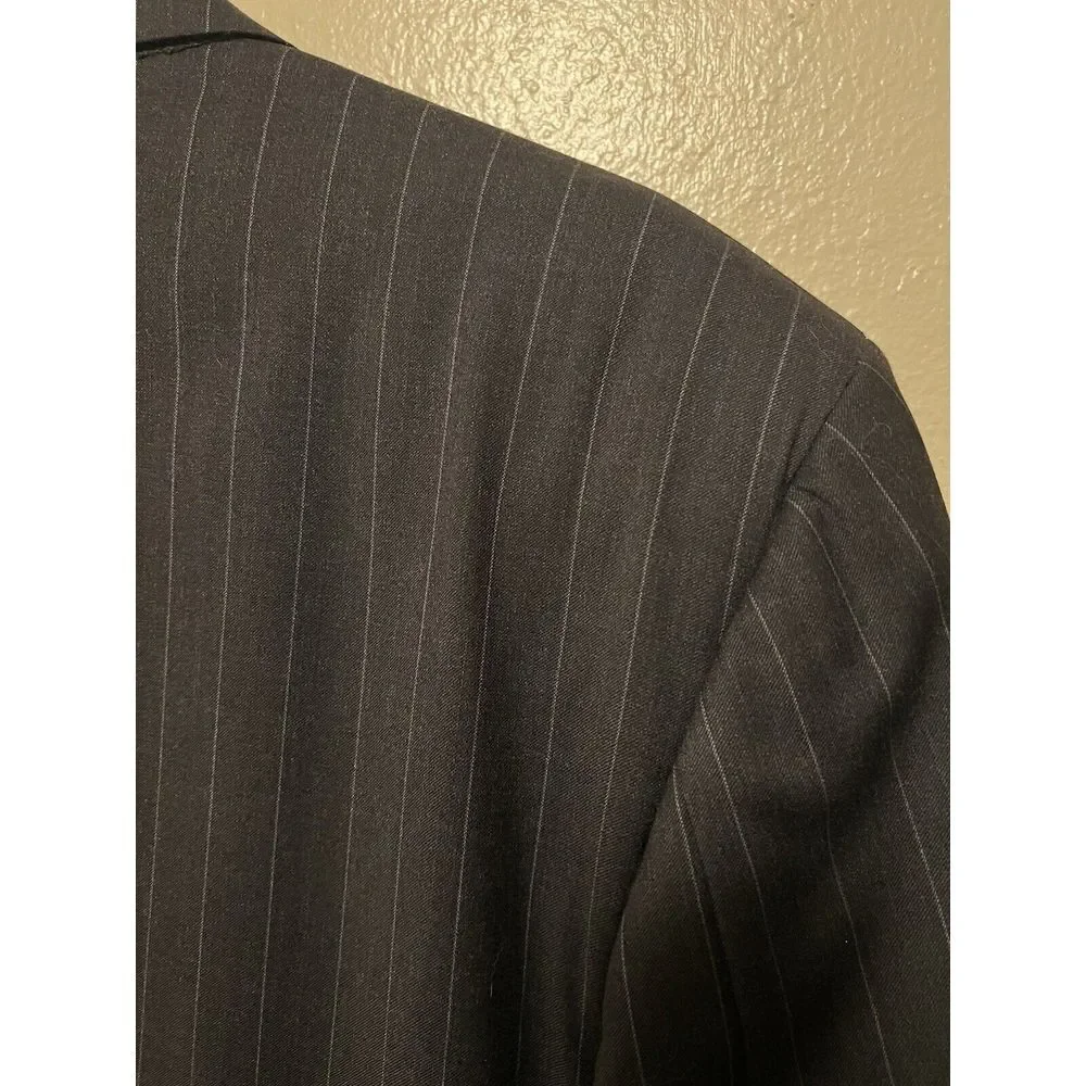 Vito Rufolo Italy Pinstripe Double Breasted Wool Blazer Dark Gray Men's Size 43
